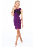 Dress with a bow on the neckline, purple G52360 - Online store - Boutique